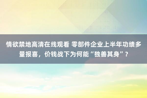 情欲禁地高清在线观看 零部件企业上半年功绩多量报喜，价钱战下为何能“独善其身”？
