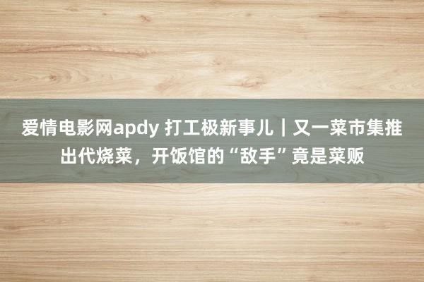 爱情电影网apdy 打工极新事儿｜又一菜市集推出代烧菜，开饭馆的“敌手”竟是菜贩