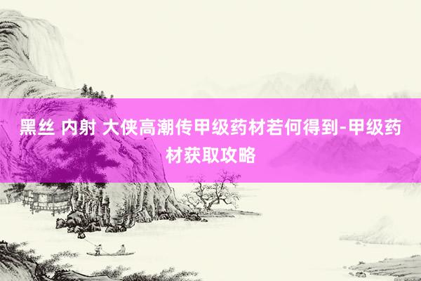 黑丝 内射 大侠高潮传甲级药材若何得到-甲级药材获取攻略