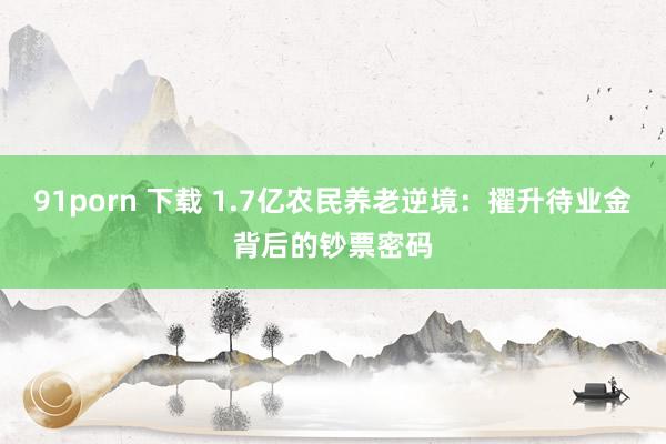 91porn 下载 1.7亿农民养老逆境：擢升待业金背后的钞票密码