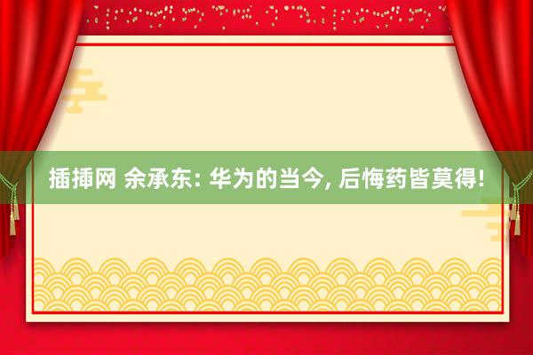 插揷网 余承东: 华为的当今， 后悔药皆莫得!
