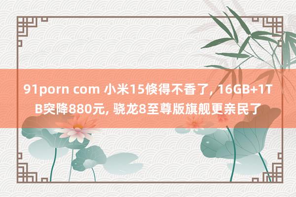 91porn com 小米15倏得不香了， 16GB+1TB突降880元， 骁龙8至尊版旗舰更亲民了