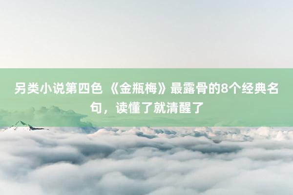 另类小说第四色 《金瓶梅》最露骨的8个经典名句，读懂了就清醒了